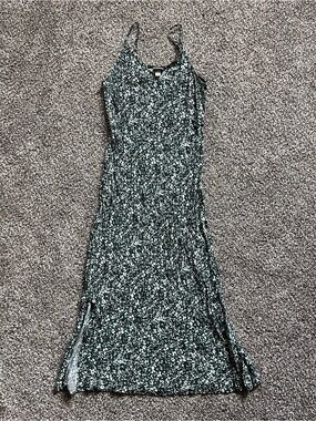 Target Dark Green and White Floral Midi Slip Dress